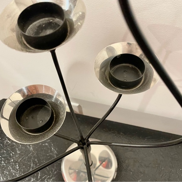 Aristo Denmark 6 Tealight Candle -Stainless Steel & Black Metal- 19” Candelabra - Picture 6 of 8